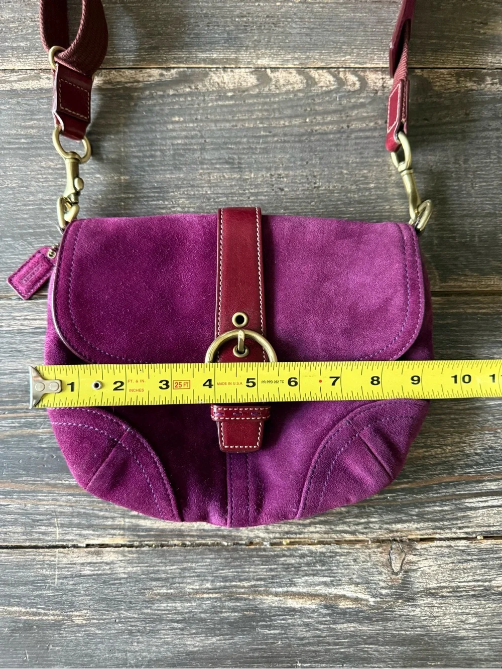 Vintage Coach Soho Plum Suede Buckle Flap Bag 2004-2005 Rare Y2K